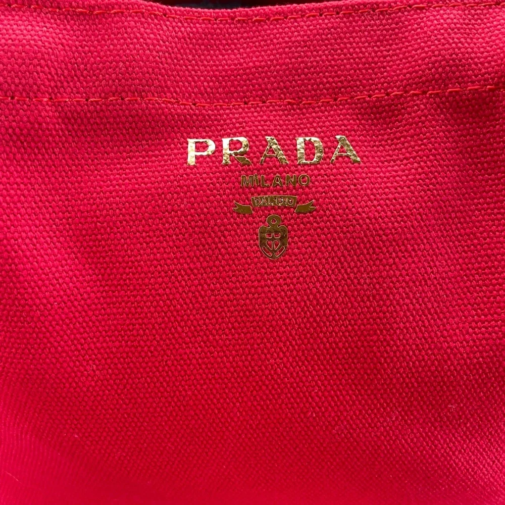NEW in Bag Prada Red VIP Canvas Small Tote Bag 8” x 7” w/ 3” Shoulder Dr… - Picture 11 of 11